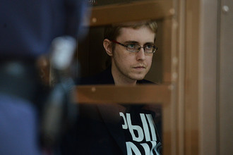 Лидер ультраправой группировки БОРН (Боевая организация русских националистов) Илья Горячев в Московском городском суде на оглашении приговора