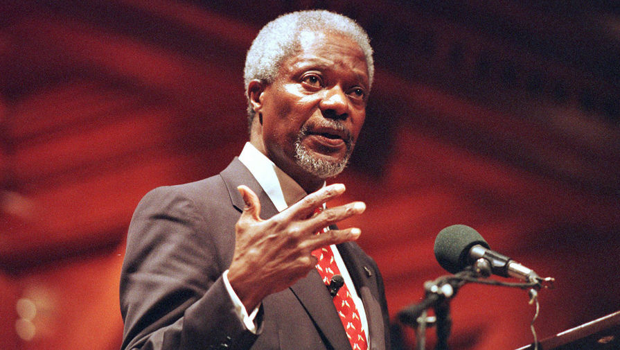 Кофи Аннан во время выступления в Гарвардском университете, 1998 год