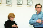 Исполнительный продюсер ОРТ Лена Караева и ведущий Сергей Доренко во время подготовки очередного выпуска новостей, 1998 год