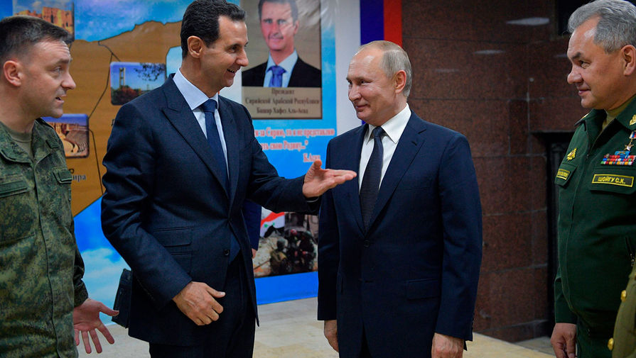 Президент РФ Владимир Путин и президент Сирии Башар Асад во время встречи в Дамаске, 7 января 2020 года