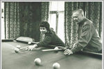 Маршал Советского Союза Андрей Еременко с супругой Ниной во время игры в бильярд на даче в Архангельском, 1967 год