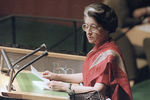 Премьер-министр Индии Индира Ганди на заседании ООН в Нью-Йорке, 1983 год