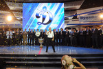 Певец Олег Газманов во время выступления на официальной церемонии награждения ХК «Динамо»