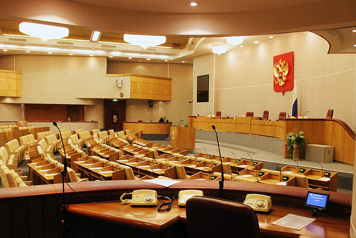 Зал Государственной думы перед началом пленарного заседания