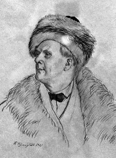 Репродукция этюда к портрету Федора Шаляпина работы художника Бориса Кустодиева, 1921 год