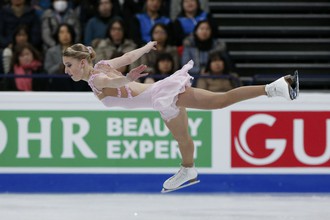 Россиянка Мария Сотскова на чемпионате мира по фигурному катанию в Хельсинки