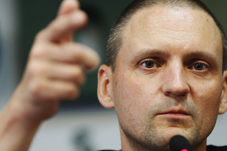 Лидер «Левого фронта» Сергей Удальцов во время пресс-конференции в Москве, 10 августа 2017 года