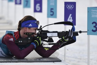 Российская биатлонистка Ульяна Кайшева на индивидуальной гонке Игр-2018