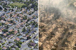Район города Санта-Роза, Калифорния, до и после пожара 9 октября 2017 года
