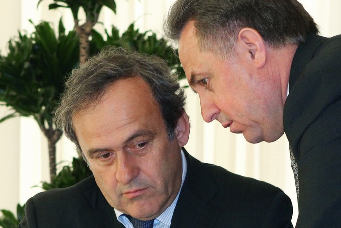 Президент УЕФА Мишель Платини и министр спорта Виталий Мутко