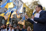 Бывший президент Грузии, экс-губернатор Одесской области Михаил Саакашвили во время выступления в Киеве