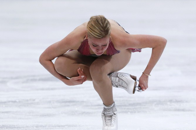 Россиянка Анна Погорилая на чемпионате мира по фигурному катанию в Хельсинки