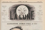 Александр Дюма-сын в изображении карикатуриста Андре Жилля на обложке журнала «Ля Люн», 1867 год