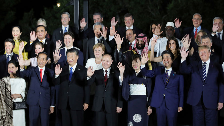 Фотосессия с мировыми лидерами во время саммита G20 в Осаке, 28 июня 2019 года
