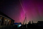Северное сияние над деревней Мамяково, республика Башкортостан, 17 апреля 2025 года