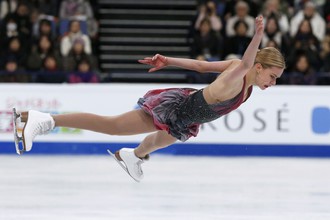 Россиянка Анна Погорилая на чемпионате мира по фигурному катанию в Хельсинки