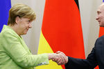 Канцлер ФРГ Ангела Меркель и президент России Владимир Путин после переговоров в Сочи, 2 мая 2017 года