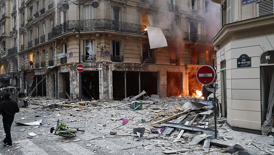 Последствия взрыва в пекарне на улице Тревизе, Париж, 12 января 2018 года