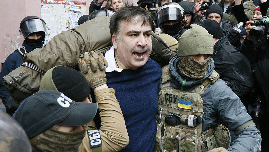 Бывший президент Грузии и бывший губернатор Одесской области Украины Михаил Саакашвили во время задержания в&nbsp;Киеве, 5&nbsp;декабря 2017&nbsp;года