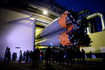 Вывоз ракеты-носителя «Союз-ФГ» с транспортным пилотируемым кораблем «Союз МС-02» для размещения в пусковую установку на стартовой площадке космодрома Байконур