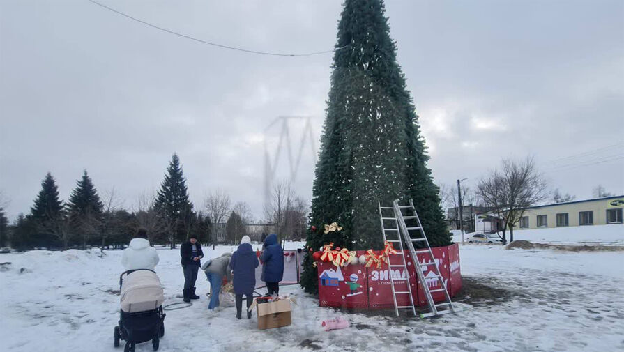 Жители Подмосковья пожаловались на новогоднюю елку без игрушек и сами ее украсили