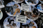 Продажа сувениров с изображением амурского тигра по кличке Амур и козла по кличке Тимур в Приморском сафари-парке 