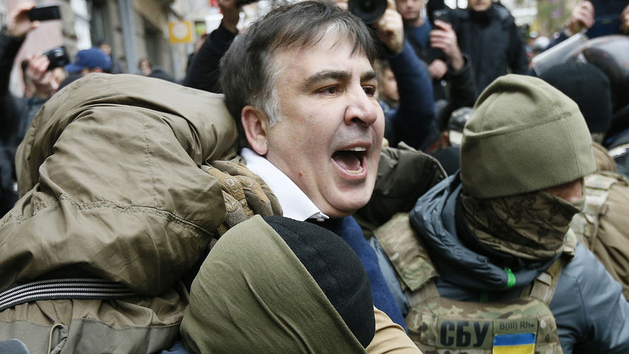 Бывший президент Грузии и бывший губернатор Одесской области Украины Михаил Саакашвили во время задержания в Киеве, 5 декабря 2017 года