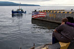 Причал рыбоперерабатывающего завода в поселке Китовый на острове Итуруп, коллаж