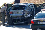 Последствия автомобильной аварии, в которой пострадал гольфист Тайгер Вудс в Лос-Анджелесе, 23 февраля 2021 года 