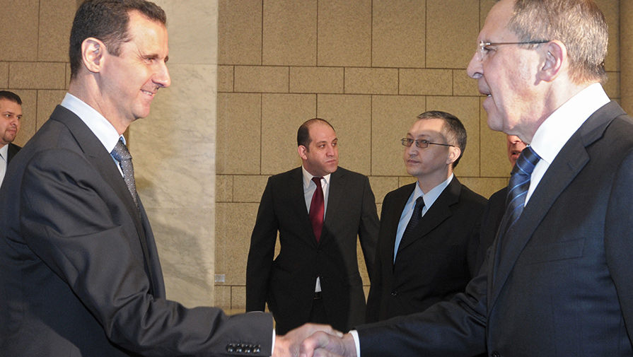 Глава МИД РФ Сергей Лавров во время встречи с президентом Сирии Башаром Асадом
