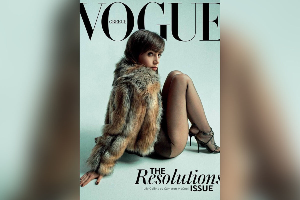 Звезда «Эмили в Париже» Лили Коллинз в шубе на колготки снялась для Vogue -  Газета.Ru | Новости