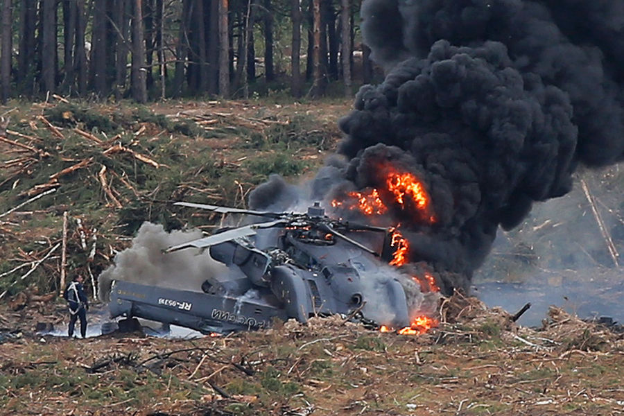 Вертолет Ми-28 разбился во время авиашоу на&nbsp;полигоне в&nbsp;Рязанской области
