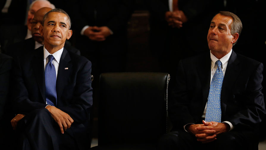 Президент США Барак Обама и спикер палаты Джон Бейнер во время панихиды по&nbsp;экс-спикеру Тому Фоли в&nbsp;Капитолии в&nbsp;Вашингтоне, 29&nbsp;октября 2013&nbsp;года