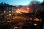 Пожар после падения истребителя Су-30 на двухэтажный дом в Иркутске, 23 октября 2022 года
