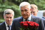 Министр внутренних дел РФ Владимир Колокольцев на церемонии прощания с председателем Верховного суда РФ Ириной Подносовой в траурном зале ЦКБ Управления делами президента РФ в Москве, 24 июля 2025 года