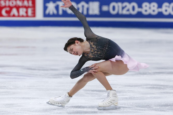 Россиянка Евгения Медведева на чемпионате мира по фигурному катанию в Хельсинки