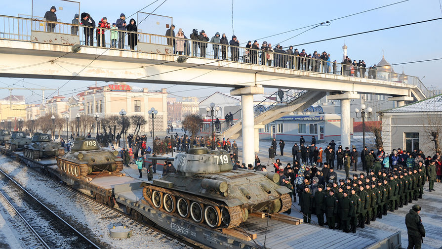 Советские танки Т-34, прибывшие из&nbsp;Лаоса, Чита, 13 января 2019 года