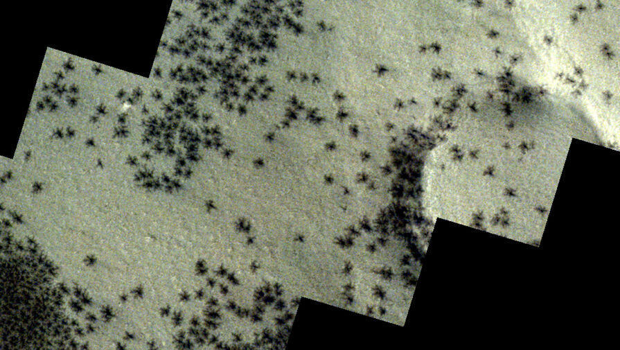 Ученые показали фото весенних пауков на поверхности Марса
