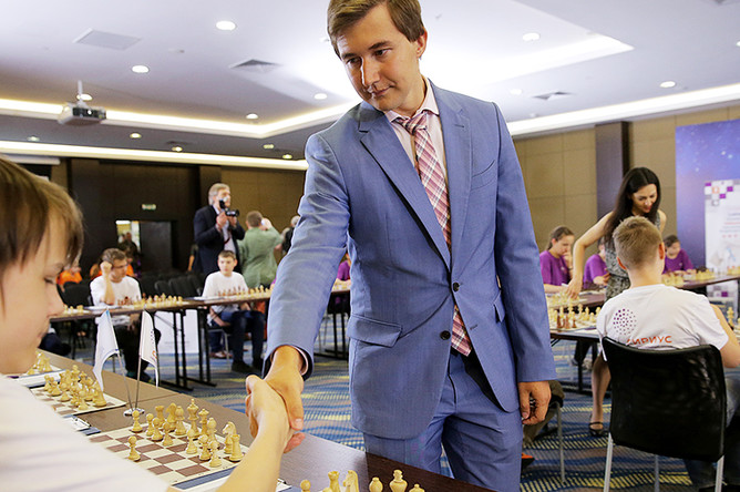 Сергей Карякин на открытии нового образовательного направления «Шахматы» в центре для одаренных детей «Сириус», 2016 год