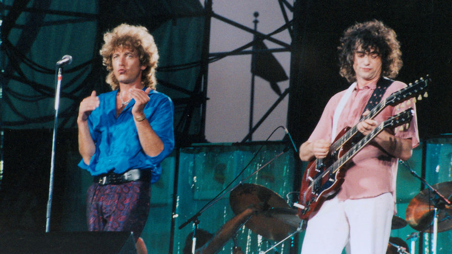 Рок-группа 'Led Zeppelin' во время выступления на&nbsp;стадионе в&nbsp;Филадельфии, 13 июля 1985 года 