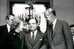 Премьер-министр Великобритании Маргарет Тэтчер, премьер-министр Франции Раймон Барр и президент Жискар д’Эстен во время встречи в Париже, 1979 год