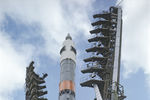 Установка ракеты-носителя с космическим кораблем «Союз-10» на стартовой площадке. Космодром Байконур. 1971 год