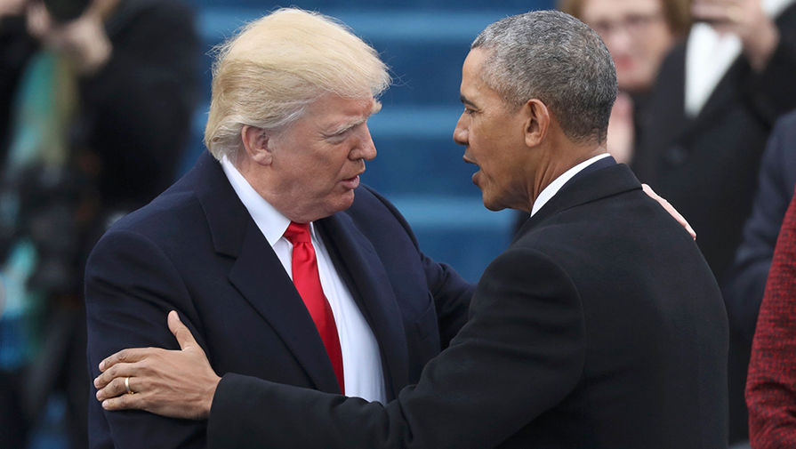 Дональд Трамп и Барак Обама на инаугурации 45-го президента США, 20 января 2017 года