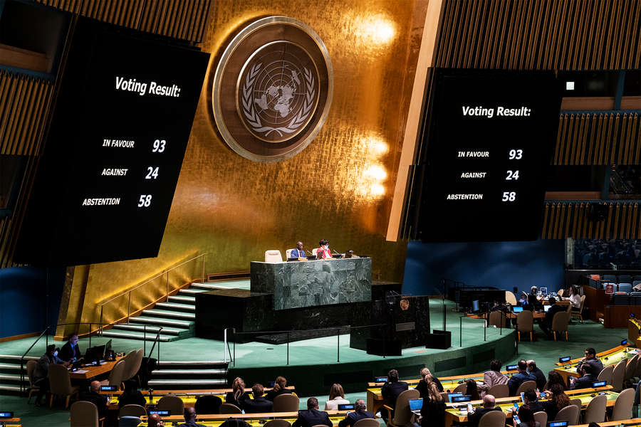 Во время голосования на Генассамблее ООН за приостановку членства России в Совете по правам человека, 7 апреля 2022 года