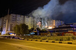Пожар в жилом доме после падения истребителя-бомбардировщика Су-34 в Ейске, 17 октября 2022 года 