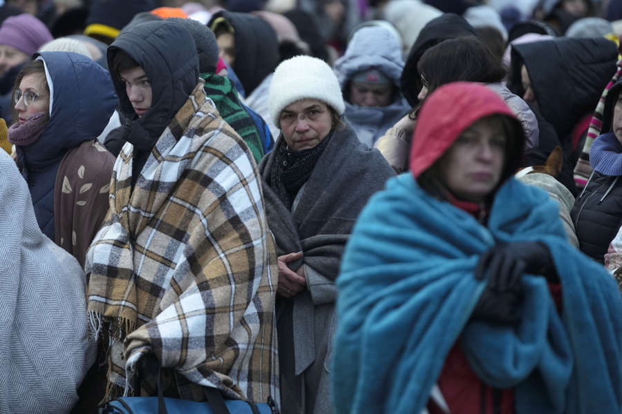 Беженцы из Украины на границе с Польшей, 7 марта 2022 года