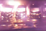 Последствия пожара на стоянке мобильных комплексов видеофиксации в Раменском районе Подмосковья, 12 ноября 2019 года