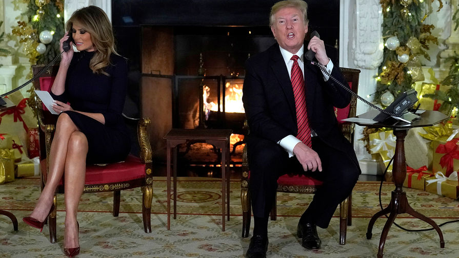 Первая леди США Меланья Трамп и президент США Дональд Трамп в Белом доме, 25 декабря 2018 года