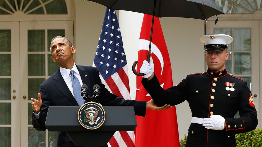 Президент США Барак Обама во время совместной пресс-конференции с&nbsp;турецким премьер-министром Реджепом Тайипом Эрдоганом в&nbsp;розовом саду Белого дома в&nbsp;Вашингтоне, 16&nbsp;мая 2013&nbsp;года