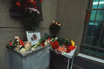 Цветы у здания, где находится редакция «Новой газеты», в Москве